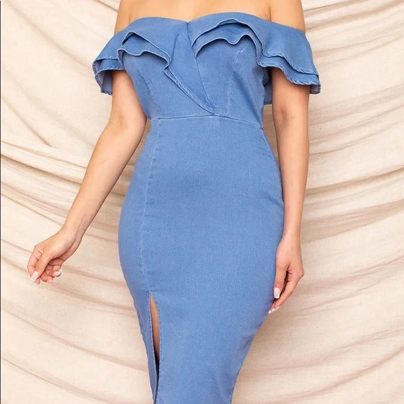 Midi Dress Ruffle Detail - Picture 5 of 8